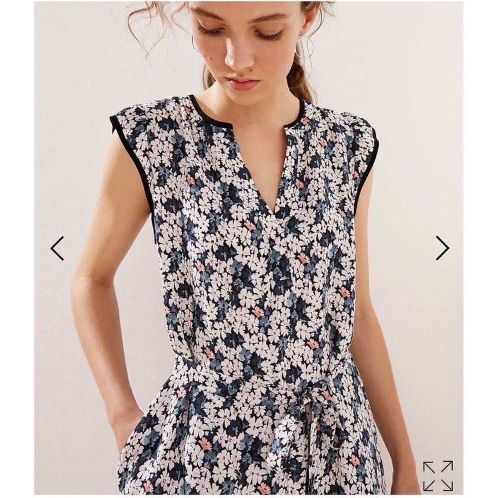 LOFT | Belted waist floral print mini dress sleeveless Size MP - Picture 2 of 10